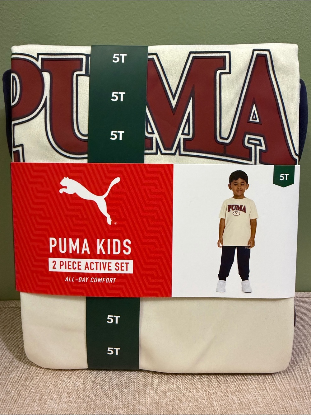 Puma Kids 2-Piece Active Set Cream and Maroon